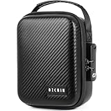 OZCHIN Smell Proof Bag with Combination Lock Shockproof Hard Shell Carrying Case Smoking Tobacco Bag Odorless Pouch Medicine Organizer Case Container Travel (Black) 8.07' x 6.69' x 3.50'