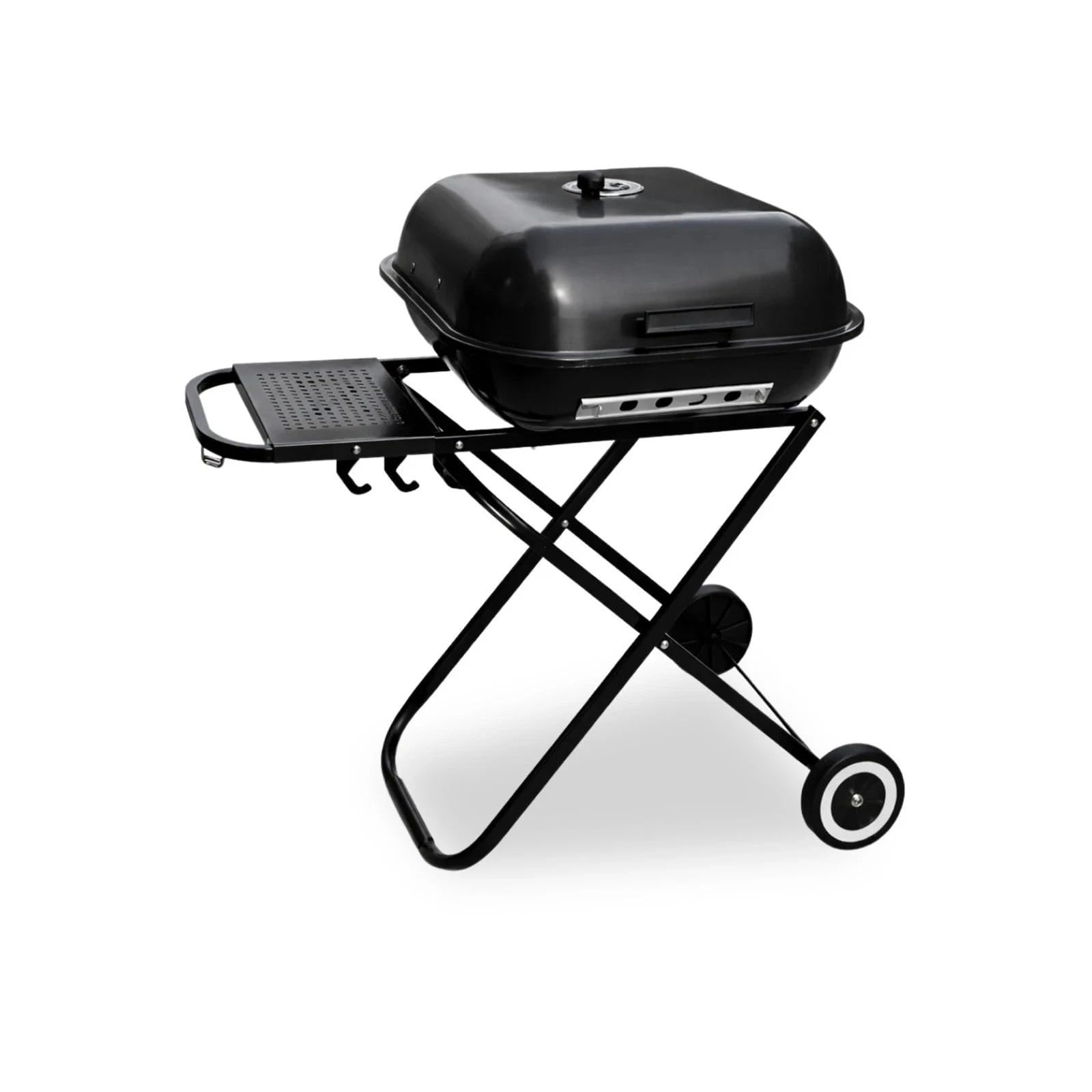 Portable Charcoal BBQ Grill Set - Kettle & Oil Drum Styles with Wheels, Smoker Options, Utensils & Cover Available for Outdoor Camping & Patio (Foldable BBQ Grill)