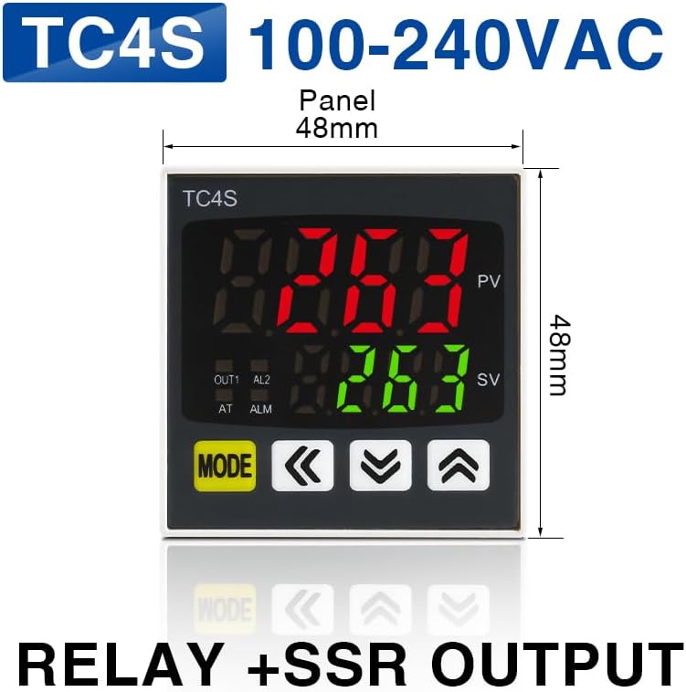 Digital Thermostat SSR+Relay Output Universal Input TC4S TC4H TC4M PID Temperature Controller Regulator SSR Relay 110VAC 220V(TC4S 48X48)