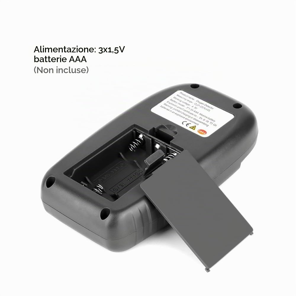 DEWIN Rilevatore di Ossigeno,0~25% Rilevatore di Gas Ossigeno misuratore ossigeno aria Vol Rilevatore Gas Portatile O2 Analizzatore di Ossigeno Tester con Display LCD WT8821