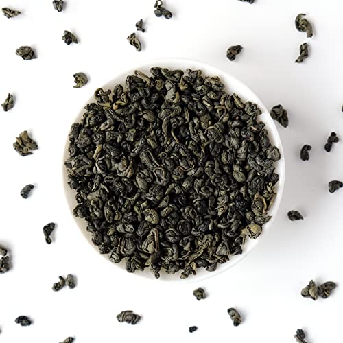 Fescha Organic Gunpowder Green Tea(10Oz) & Organic Jasmine Green Tea Bags(50 Count), Packed By Resealable Kraft Bag, Loose Leaf Green Tea, Eco-Conscious Tea Bags #TOP1