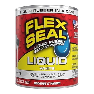 Flex Seal Liquid, Rubber Coating Sealant, Waterproof, Flexible, Breathable, and UV Resistant, Roof Repair, Basements, RV, Campers, Trailers, Marine, EPDM, Masonry, White, 16 oz