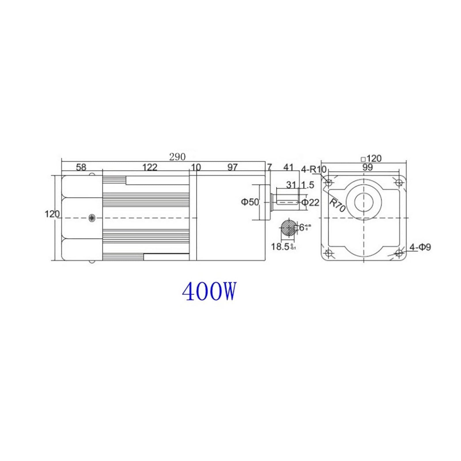 Motor asíncrono 400W 110V AC Motor de engranajes 7IK400RGN-CF con regulador de velocidad Motor asíncrono monofásico de alto par de velocidad ajustable(0-27RPM)