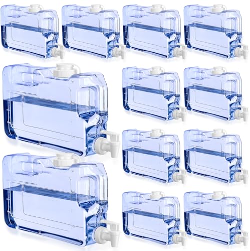 Image of Funnymoom 12 Pcs Drink Water Dispenser for Fridge 1.1 Gallon Beverage Dispenser with Spigot Plastic Reusable Refrigerator Water Dispensers Waters Jug Container for Party Outdoors Camping Hiking Home