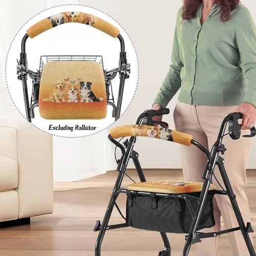 Image of Dog Rollator Backrest and Seat Covers, Soft Adjustable Walker Seat Covers, Universal Accessories for Seniors Women Men