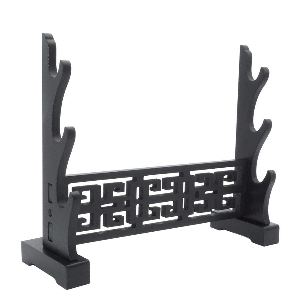 RybdaFDc Sword Holder Rack Stand Horizontal Display Samurai Katana Wakizashi Classical Hollow Out Pattern 1-3 Tiers Black(3Tier)