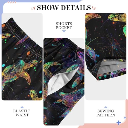 Colorful Neon Sea Turtles Boys Pants Girl Sleep Pants Long Trousers Elastic Waist Lounge Bottoms S4