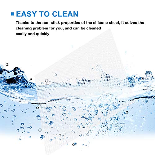 EMAEGREN 5 Stück Antihaft Silikon-Folie Rechteckige Lebensmittel-Trockner-Matten Wiederverwendbar Teflon-Dehydrator-Blätter Mehrzweck-Kochen, Backen für Lebensmittel, Obsttrockner (40 x 40 cm) – Bild 3