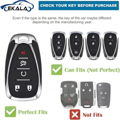 for Chevy Key Fob Cover 5 Buttons with Leather Keychain Soft TPU Key Case — view 2