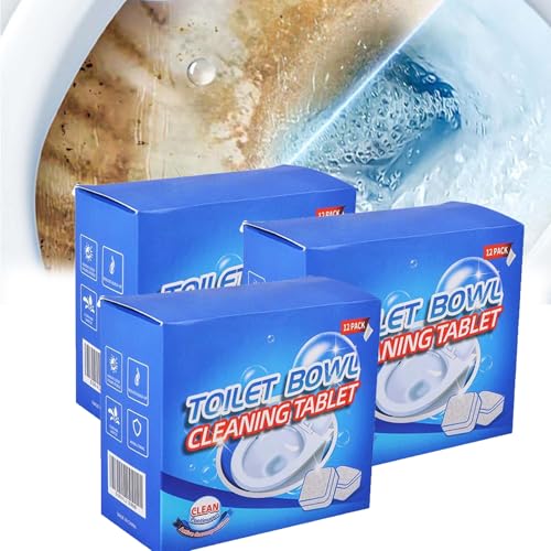 3 Box WC Reiniger Extra Stark, WC Reiniger Toilettenreiniger Tabs, Urinsteinentferner Extra Stark, Spülkasten Tabs für Lang Anhaltenden Glanz und Schutz