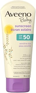 Aveeno Baby Mineral Sunscreen Lotion SPF 50-100% Naturally Sourced Zinc Oxide for Sensitive Skin - Water Resistant - 88 mL(packaging may vary)