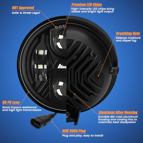 Image of Round LED Fog Lights for 2005-2011 Toyota Tacoma, 2007-2013 Tundra, 2004-2006 Solara, 2008-2015 Sequoia Accessories, Front Bumper Driving Fog lamp Plug and Play DOT Approved Fog Light Assembly