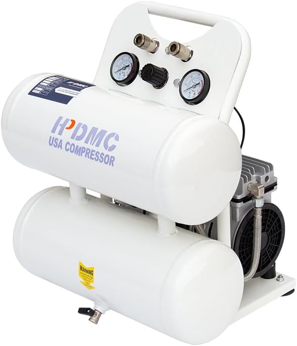 Ultra Quiet Portable Air Compressor,Oil Free Pump,5 Gallon Tank,115 PSI MAX Pressure,65 dB,1 PH Motor,110V