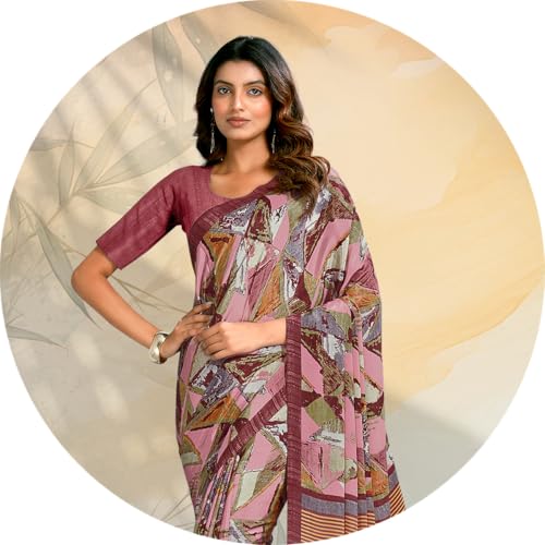 Image of Jaanvi fashion Women's Crepe Silk Saree with Unstitched Blouse Piece | Soft Lightweight Traditional Ethnic Wear Saree for Party, Wedding, Festival