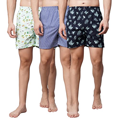 Image of Urban Scottish Ultra-Comfortable Men's Boxer Pants (Pack of 3) - 100% Cotton Material with A Stylish Print - Soft and Stretchy Elastic Waist Band - Dynamic Movement and Hardwearing Stitching