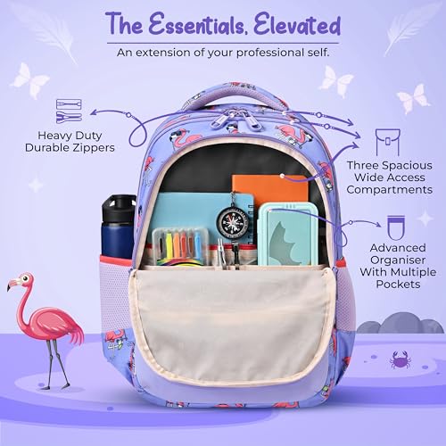 Image of Gear Flamingo 17 inch /27L Large Water Resistant School Bag | Casual Backpack | Daypack | Travel Backpack | Kids Bag for Boys /Girls (Purple - Pink)