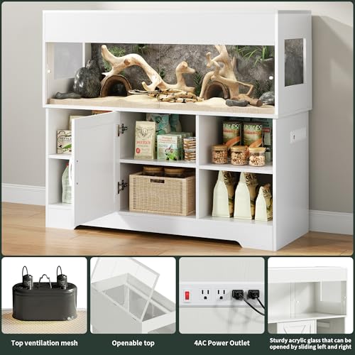 Image of Herture 60 Gallon Reptile Tank with Stand,Reptile Enclosure with Cabinet