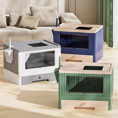 Caja de arena plegable con tapa para gato, entrada superior miniatura 7
