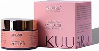 Kuuard Exfoliating Face Scrub – Brighten & Revitalize with Mulberry, French Clay & Bakuchiol | Remove Dead Skin, Pigmentation, Blackheads & Reduce Fine Lines | 50 gm