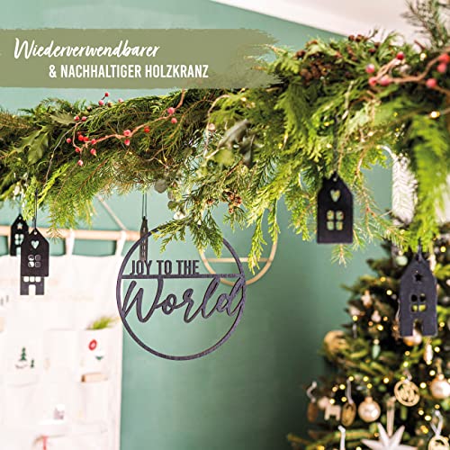 Papierdrachen Wooden Wall Sign - Joy to the World - Black - 22 cm - Christmas Decoration - Image 3