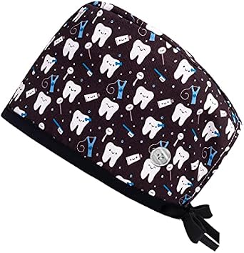 VIAOLI Dental Scrub Caps Nurse Tooth Fashional Working Hat Shower Head Cover Cap Breathable Headgear for Women/Men