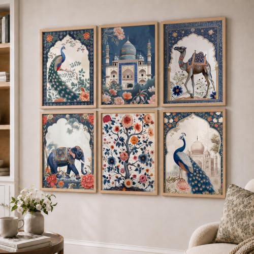 Image of kotart MadhubaniTheme Digital Painting for Wall Decoration - Wall Art Prints for Living Room Bedroom Office, living room Decor, wall hanging frames - (13x17 inch, E)