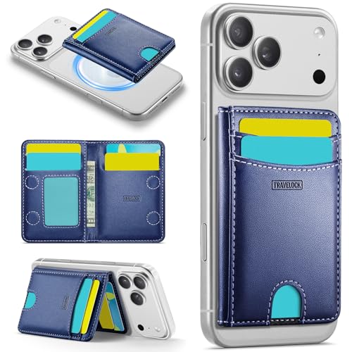 Magsafe portefeuille de téléphone antivol bleu pour iPhone 15 16 17 porte-cartes