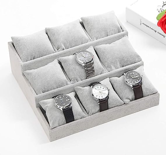 Image of 9 Pillow Watch Step Velvet Jewelry Drawer Organizer Tray Stackable Jewelry Tray
