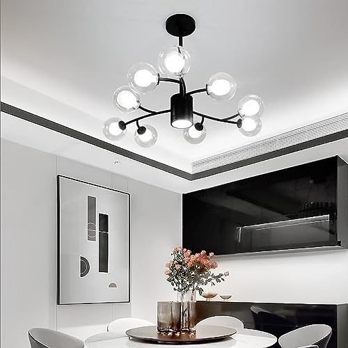 Suspension plafonnier design noir or vintage salon chambre cuisine 9 verres
