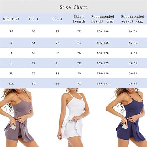 Vestido esportivo de ioga, com sutiã embutido, vestidos atléticos, vestido de tênis de treino sem co