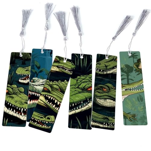 Marque-pages personnalisés lot de 6 marque-pages à pompons motif crocodile livre