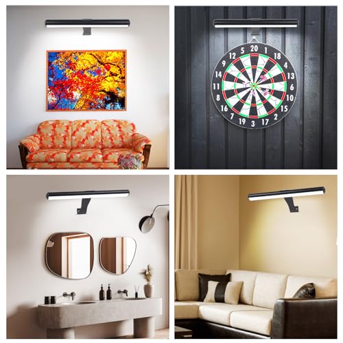 Image of Led Picture Light Rechargeable Painting Light with Remote, 16 inch Full Metal Art Light Display Lamp with Brightness Dimmable Timer Off for Pictures Painting Darboard Gallery Frame