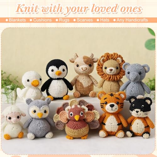 Image of Buryeah 8 Packs #5 Skinny Chenille Yarn for Hand Knitting Crocheting 50g /1.76oz Thin Soft Chunky Plush Beginner Yarn Size 5 for Crochet Small Plush DIY Crafts Blankets, 480 yd Total(Classic Neutrals)