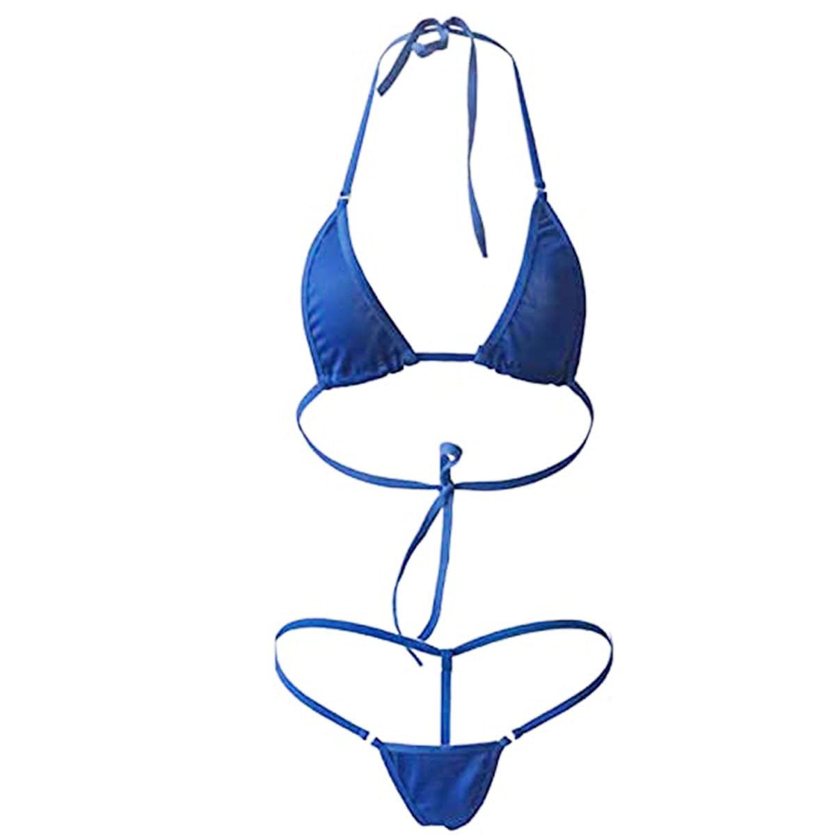 Anzhee1-4 Pack Sexy Bikini Sets for Women UK 2 Piece Brazilian Swimsuits Halterneck Lingerie Thong Triangle Backless Low Waist Bikini Bra Top Tie Thong Cute Bathing Suit Swimwear