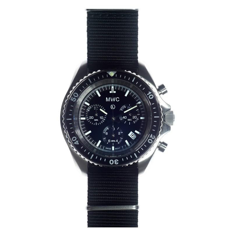 Chronographe MWC saphir en acier noir pour une durabilité horlogère supérieure