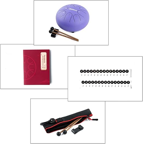 Miniatura 9 de Tambor de lengua de acero para niños 8 notas 6 pulgadas clave de C Metal acero tambores instrumento con bolsa para meditación, yoga, educación