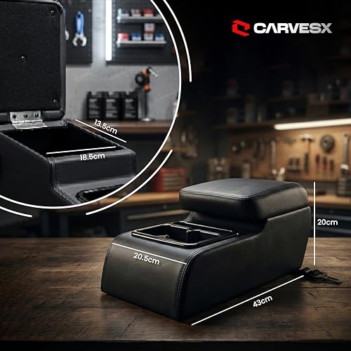 Image of Rear Armrest with Dual Cup Holders,Premium PU Leather, Universal for All Cars, Dual-Mount Fit (BLACK)