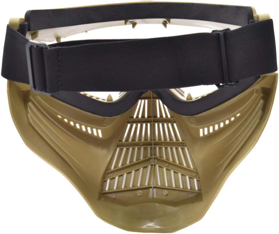 JFFCESTORE Tactical Mask and Fast Helmet,Protective Full Face Anti-Fog Clear Goggle mask Adjustable Strap One Size fits All （Brown） : Sports & Outdoors
