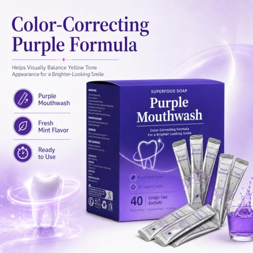 Image of Purple Mouthwash Whitening, Color Correcting Mouthwash Sachets 40 Single-Use