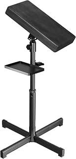 ZHOOGE Tattoo Armrest Stand with Tray - Adjustable Height 25-37", Soft Leather Pad, Stable Tripod for Tattoo Artists & Studios