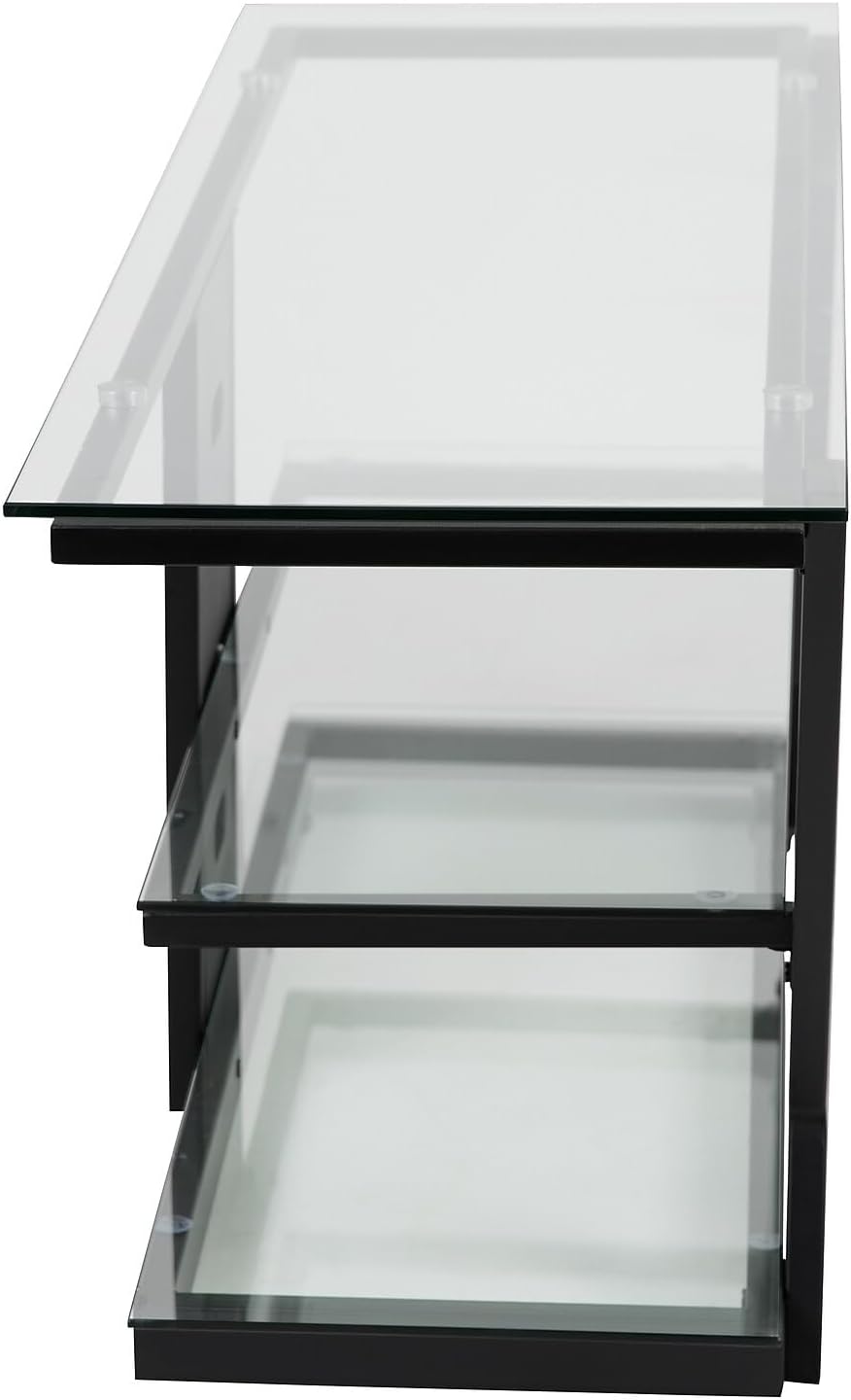 Harbor Hills Modern Black Metal and Glass TV Stand for up to 50" TVs