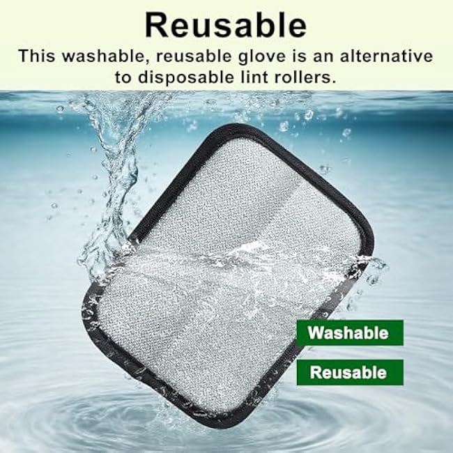 2 Pcs Pet Hair Removal Gloves with 2 Hooks & Brush, Reusable Rectangle Electrostatic Cat & Dog Hair Remover Tools Double-Sided Fur Remover Mitt for Couch Furniture Carpet Sheet-t11FOJqm