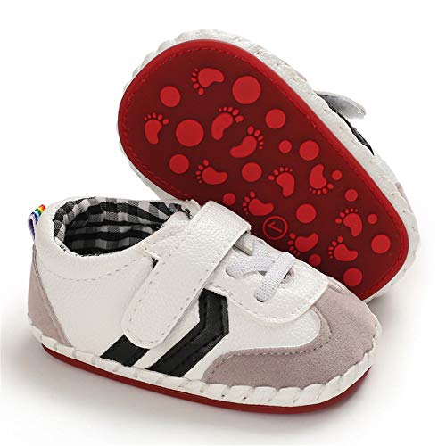 Image of HsdsBebe Baby Boys Girls Pu Leather Hard Bottom Walking Sneakers Toddler Rubber Sole First Walkers Infant Cartoon Slippers Crib Shoes