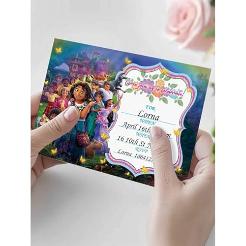 20 Set Encanto Birthday Party Supplies, Lsabella Invitations Cards With Envelopes, Girls Party Supplies Birthday Card #TOP3