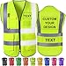 Custom Safety Vest High Visibility Reflective Vests with Pockets Zipper Customize Logo Class 2 for Men Construction Workwear