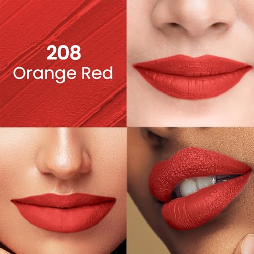 Image of Swiss Beauty Pure Matte Creamy Lipstick | Non-drying, Highly pigmented Lipstick | Shade- Orange Red, 3.8gm|