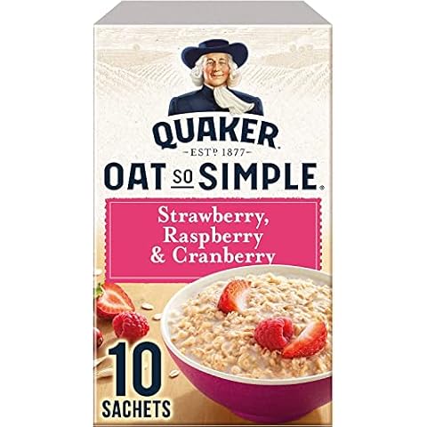 Quaker Oat So Simple Strawberry, Raspberry & Cranberry 10 x 33,9g - Vollkorn Haferflocken mit Erdbeere, Himbeere & Preiselbeere Cover