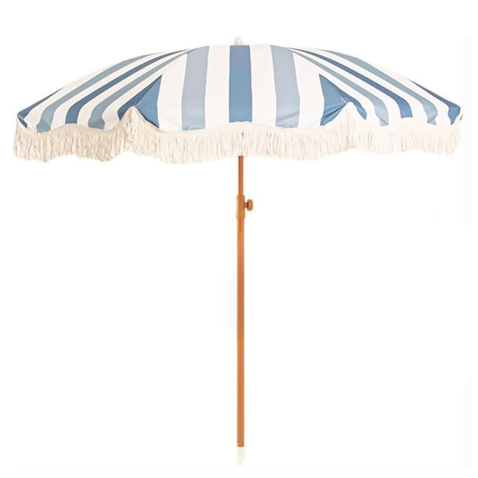 200 cm boho striped beach parasol, zewnętrzny parasol przeciwsłoneczny, wodoodporny parasol ogrodowy z frędzlami z filtrem UPF 50+