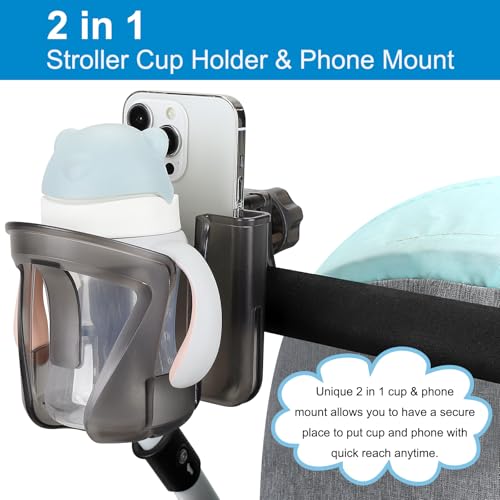 Image of Accmor Walker Cup Holder with Phone Holder, Wheelchair Cup Holder, Cup Phone Holder for Walker, Wheelchair, Rollator, Mobility Scooter