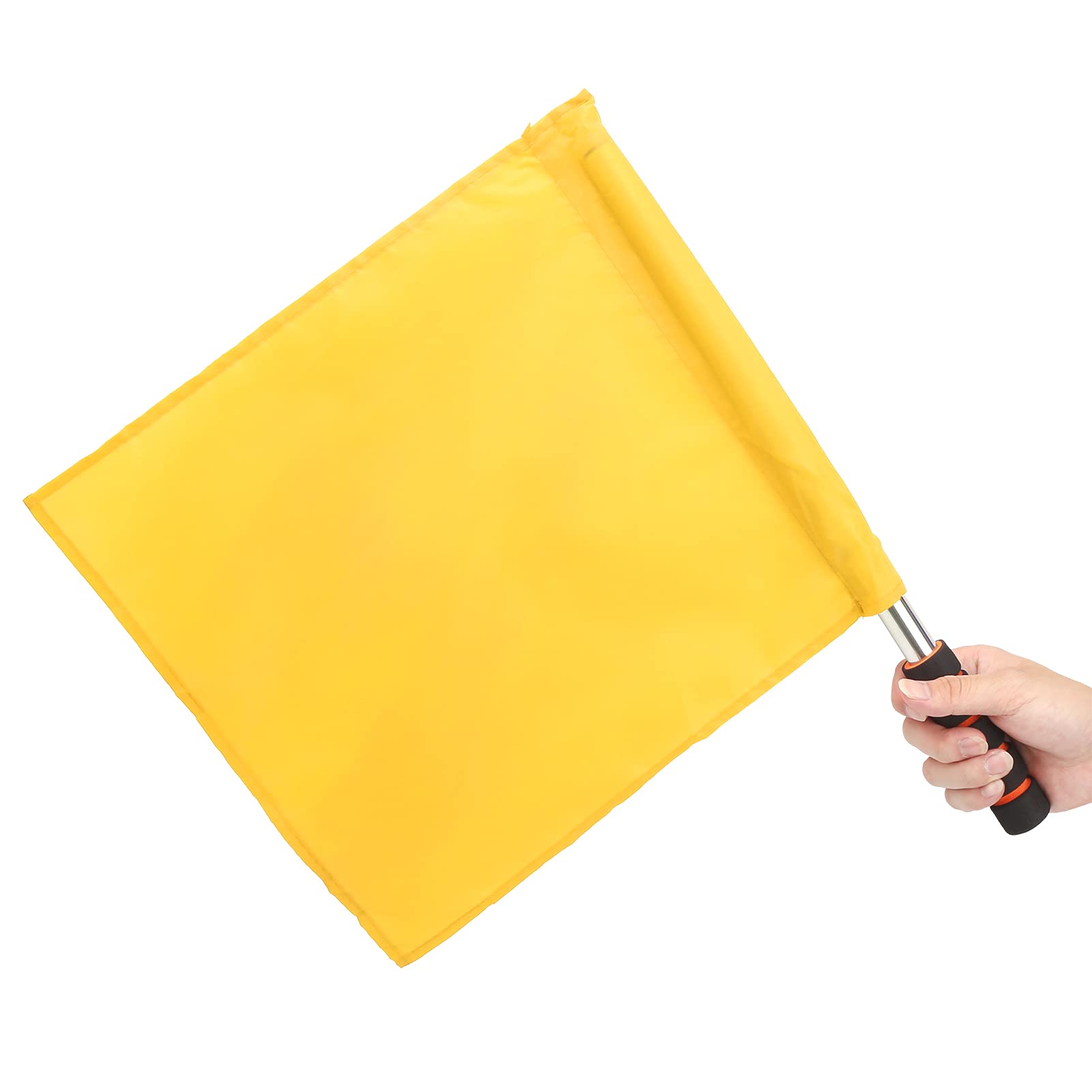 Cryfokt Drapeau de Juge de Ligne de Compétition, Poignée en éponge Confortable, Drapeaux Officiels D'arbitre, Poteau en Acier Inoxydable 2 Pièces pour Arbitres de Football pour Jeux de Plein Air